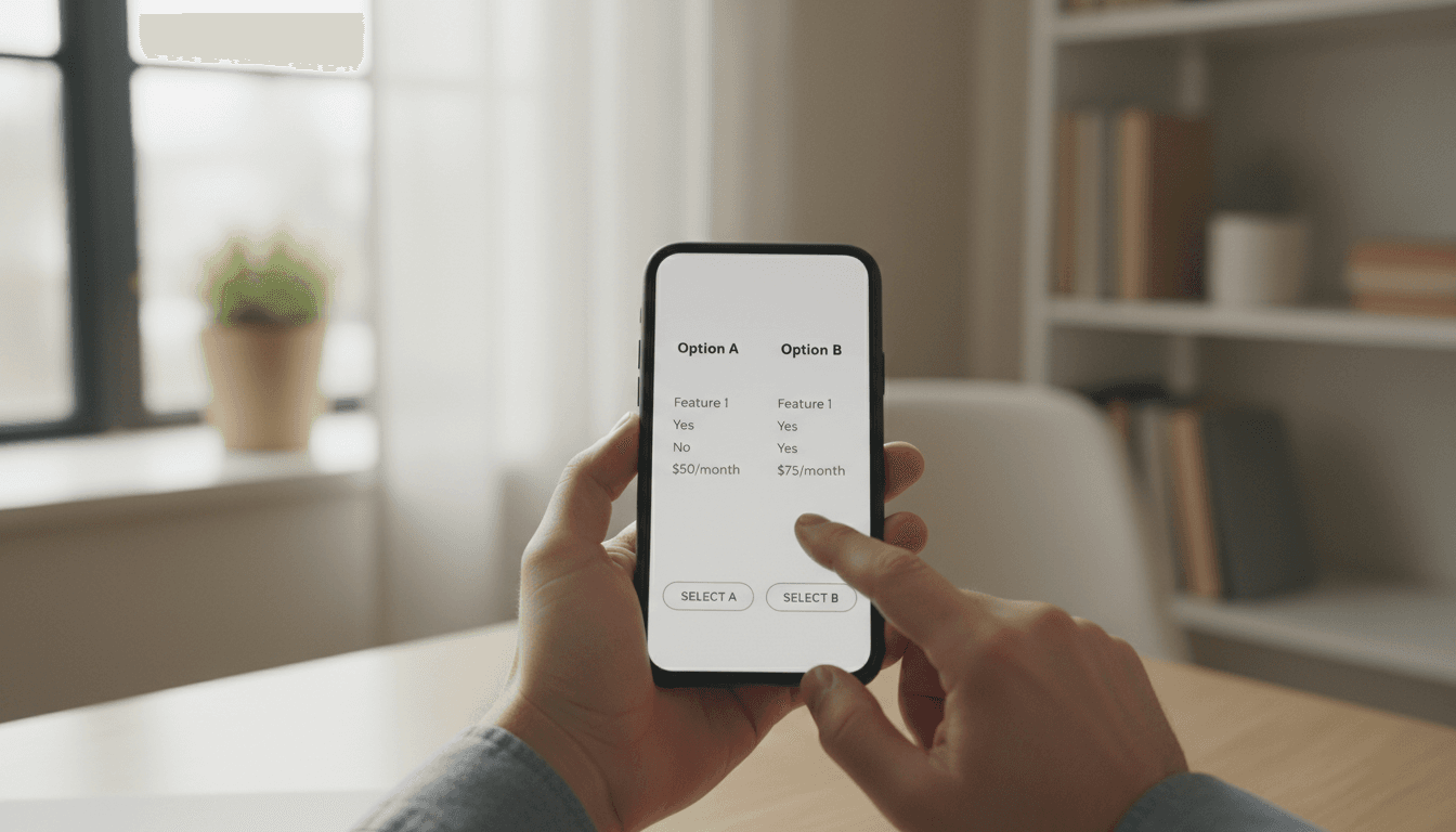 Hand selecting a funding offer on a smartphone