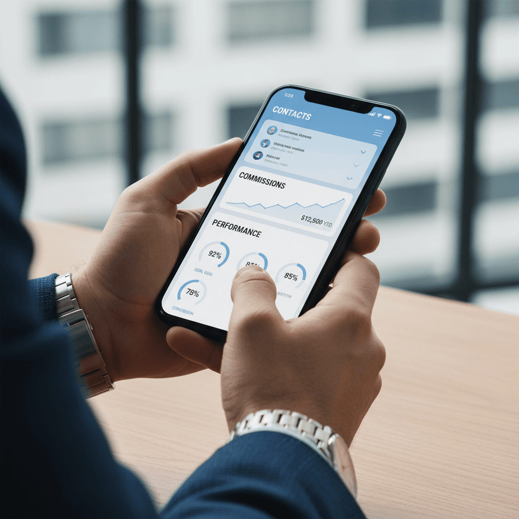 Small business owner holding smartphone with application form on screen